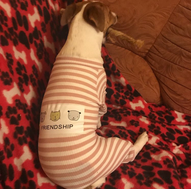 Dog Clothes Striped Dog Jumpsuit Pajamas Dog Coats