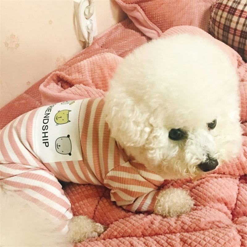 Dog Clothes Striped Dog Jumpsuit Pajamas Dog Coats