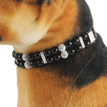 Dog Pearl Collar PU Leather Dog Collar Artificial Pearls Rhinestone Pet Collars