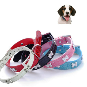 Transer Pet Dog Supplies Alligator PU Leather Bone Pet Necklace Accessory Pet Supply Dog Collar