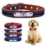 Dog Collar Leather Puppy ID Name Custom Engraved