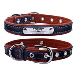 Dog Collar Leather Puppy ID Name Custom Engraved