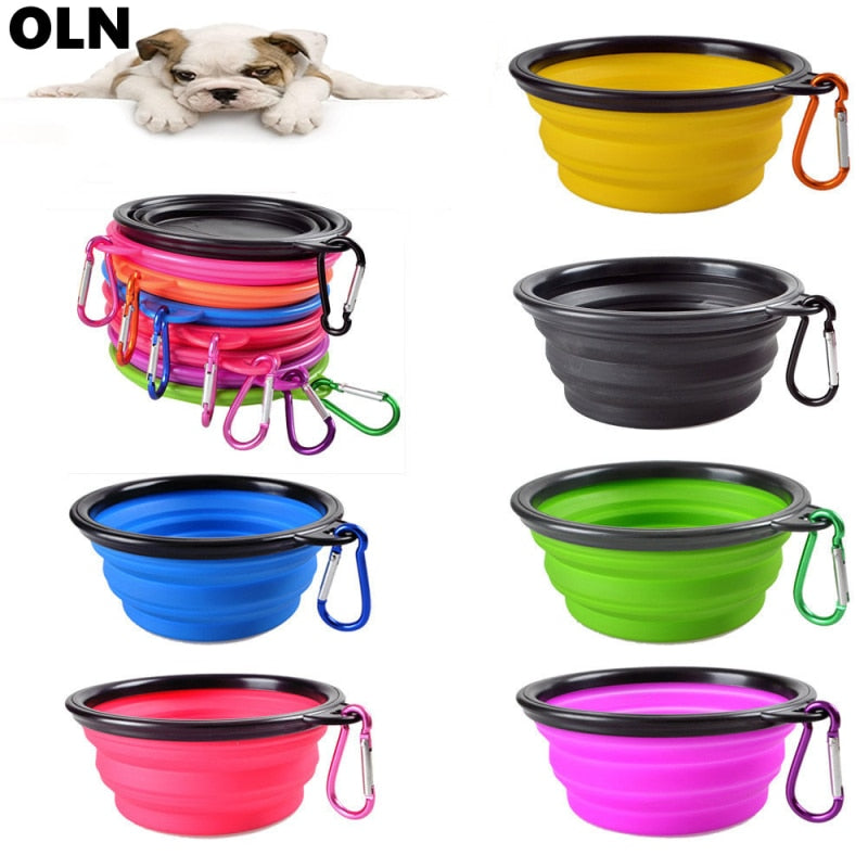 Pet Silica Gel Bowl Dog  Collapsible Silicone Dow Bowl Candy Color