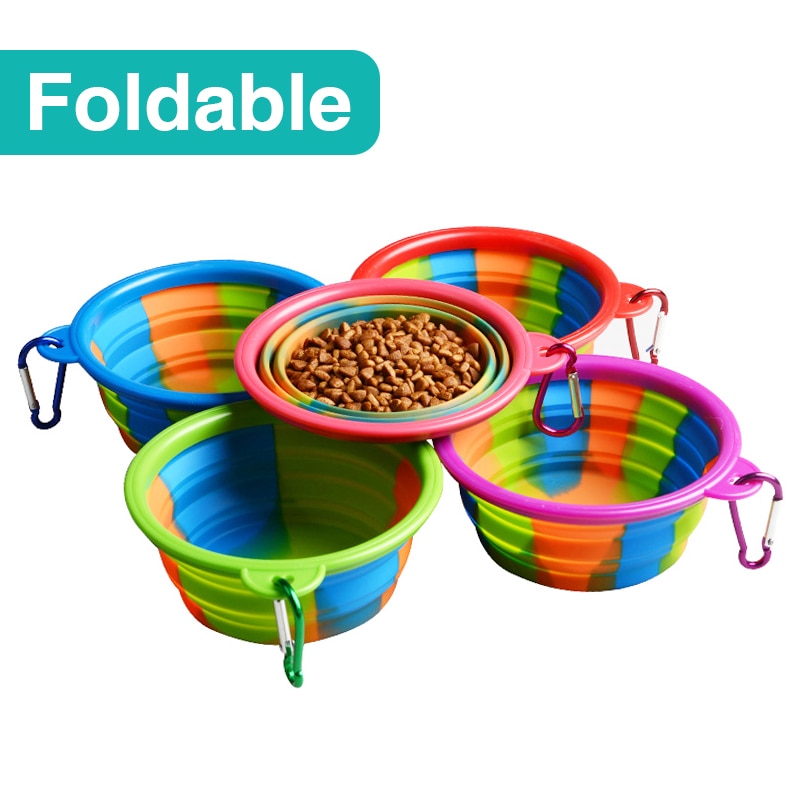 Folding Portable Dog Bowl Travel Bowl with Buckle for Food Water