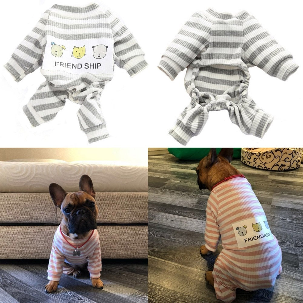 Dog Clothes Striped Dog Jumpsuit Pajamas Dog Coats