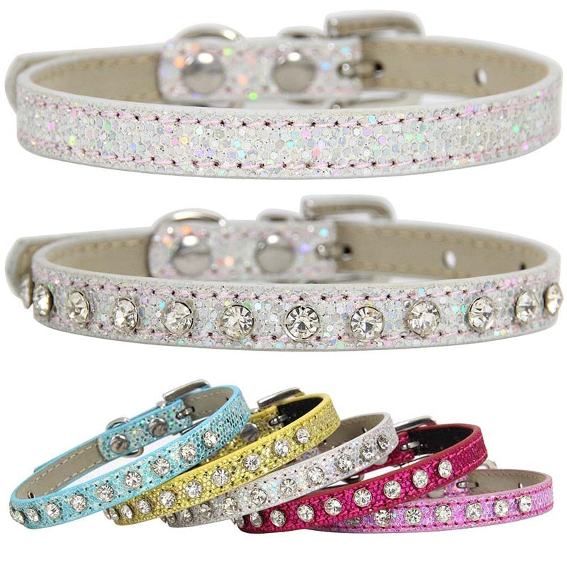 Hot Sale Super Shining Diamond Rhinestone Cat Collar Puppy Baby Dog Cat Collar Leather Strap